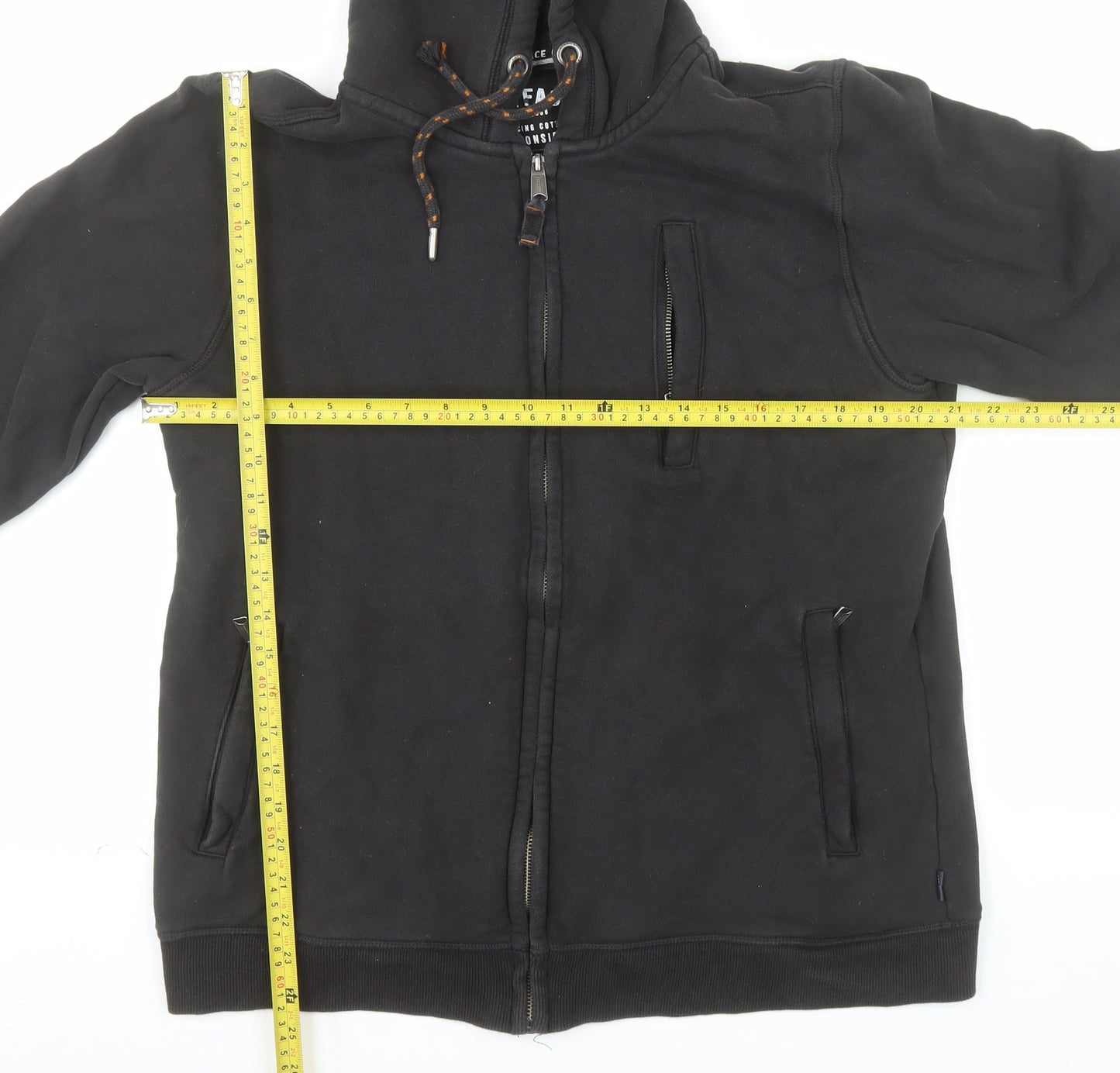 FatFace Mens Black Full Zip Cotton Hoodie L Regular Fit