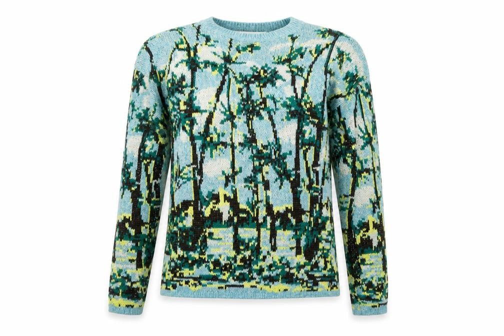 GU and Beautiful People Blue Art Knit Women's XS Pullover Jumper