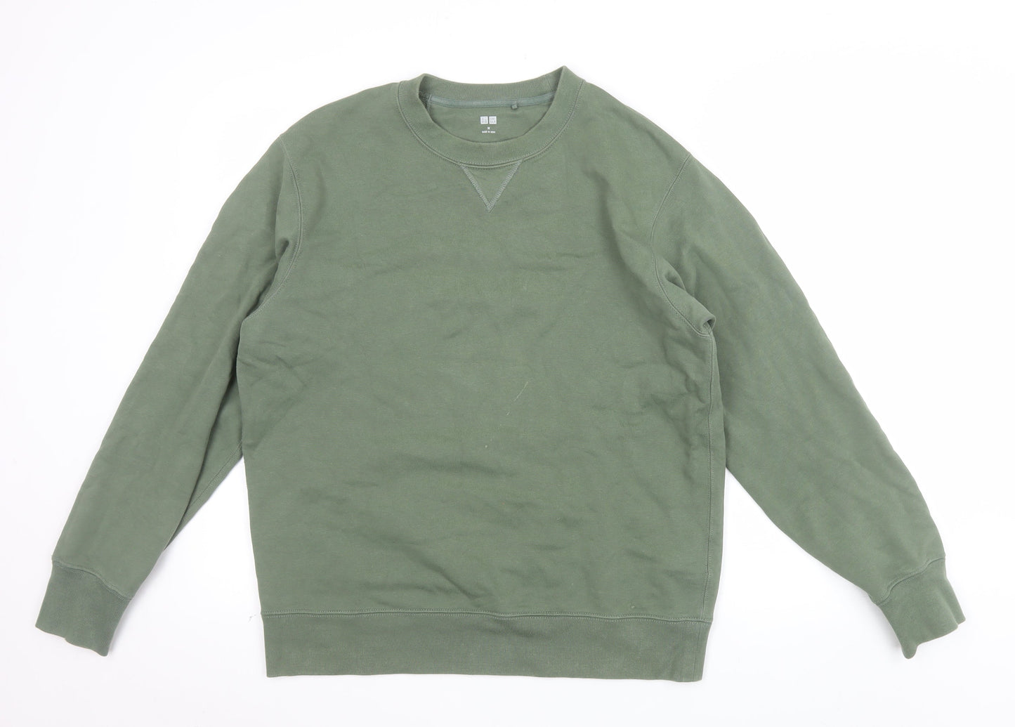 Uniqlo Men’s Green M Crew Neck Cotton Pullover Sweatshirt
