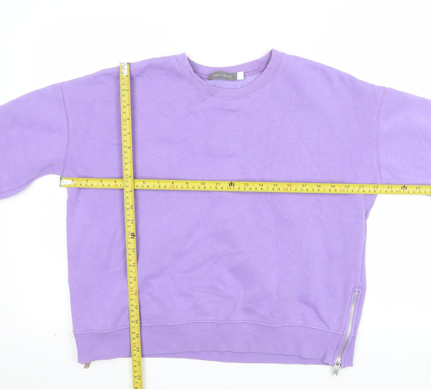 Mint Velvet Women Purple Cotton Blend Zip Detail Sweatshirt Size M