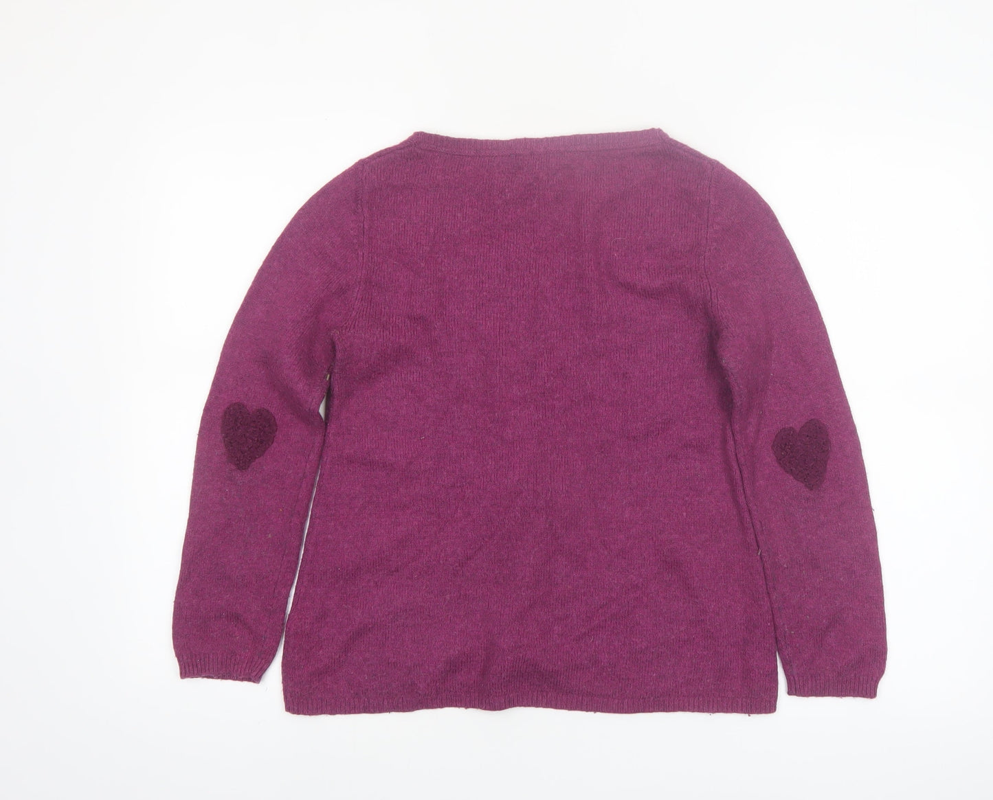 White Stuff Women's Purple Heart Knit Jumper Size 8