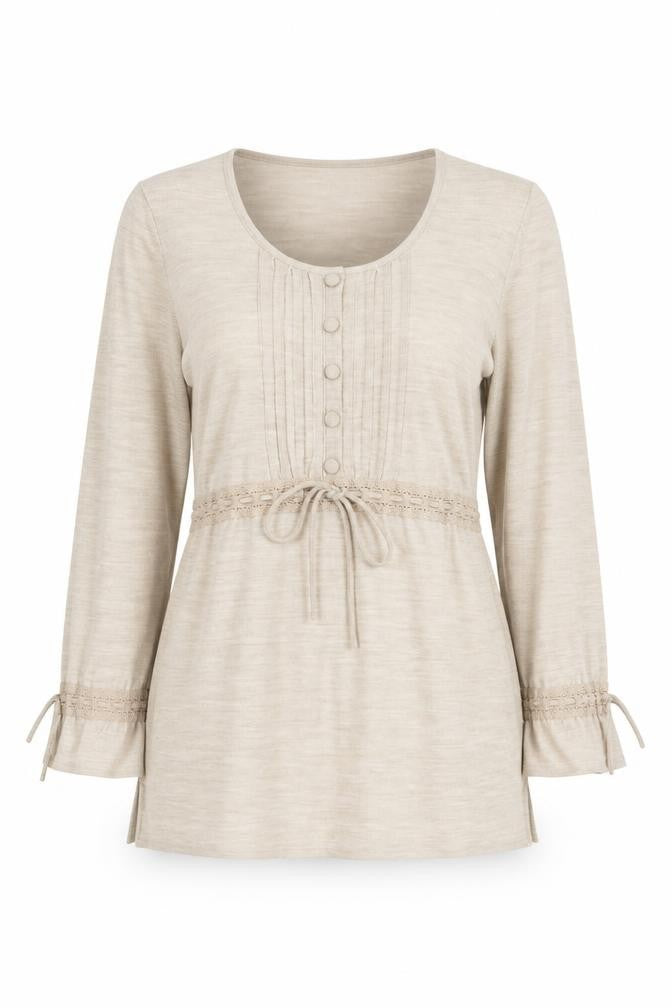 Marks & Spencer Per Una Beige Knit Tunic Jumper Womens Size 16 Scoop Neck