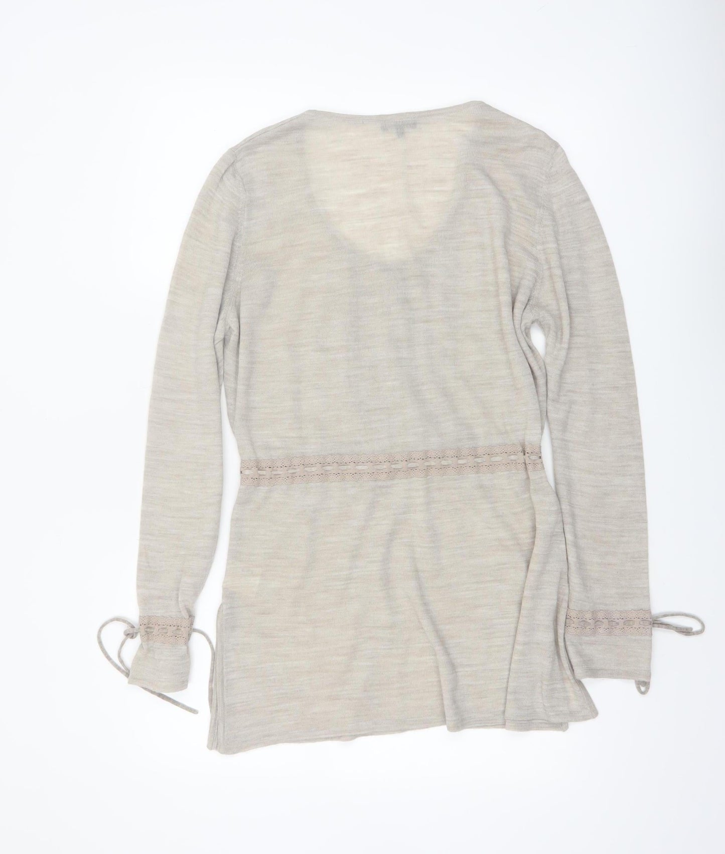 Marks and Spencer Per Una Beige Knit Tunic Jumper Womens Size 16 Scoop Neck