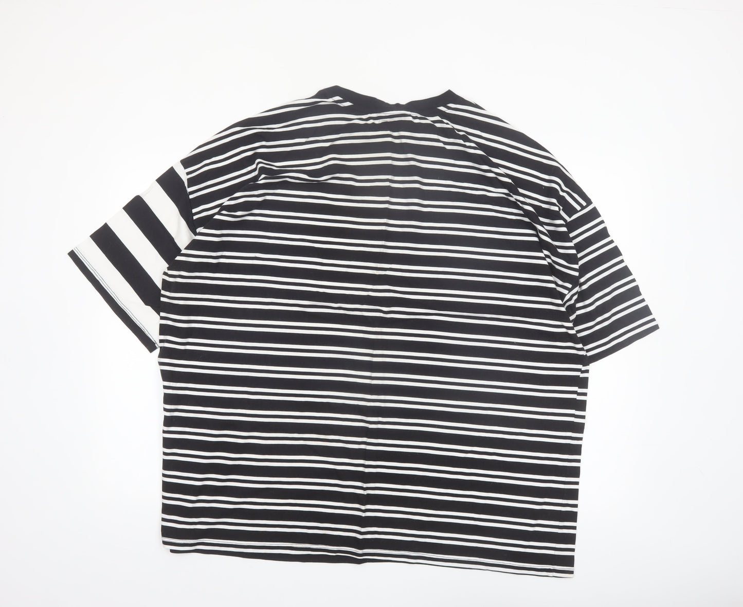 ASOS DESIGN Women Black White Striped Relaxed Cotton T-Shirt Size 18
