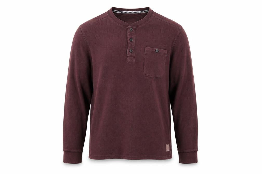 FatFace Men's Brown Cotton Long Sleeve Henley XL Regular Fit