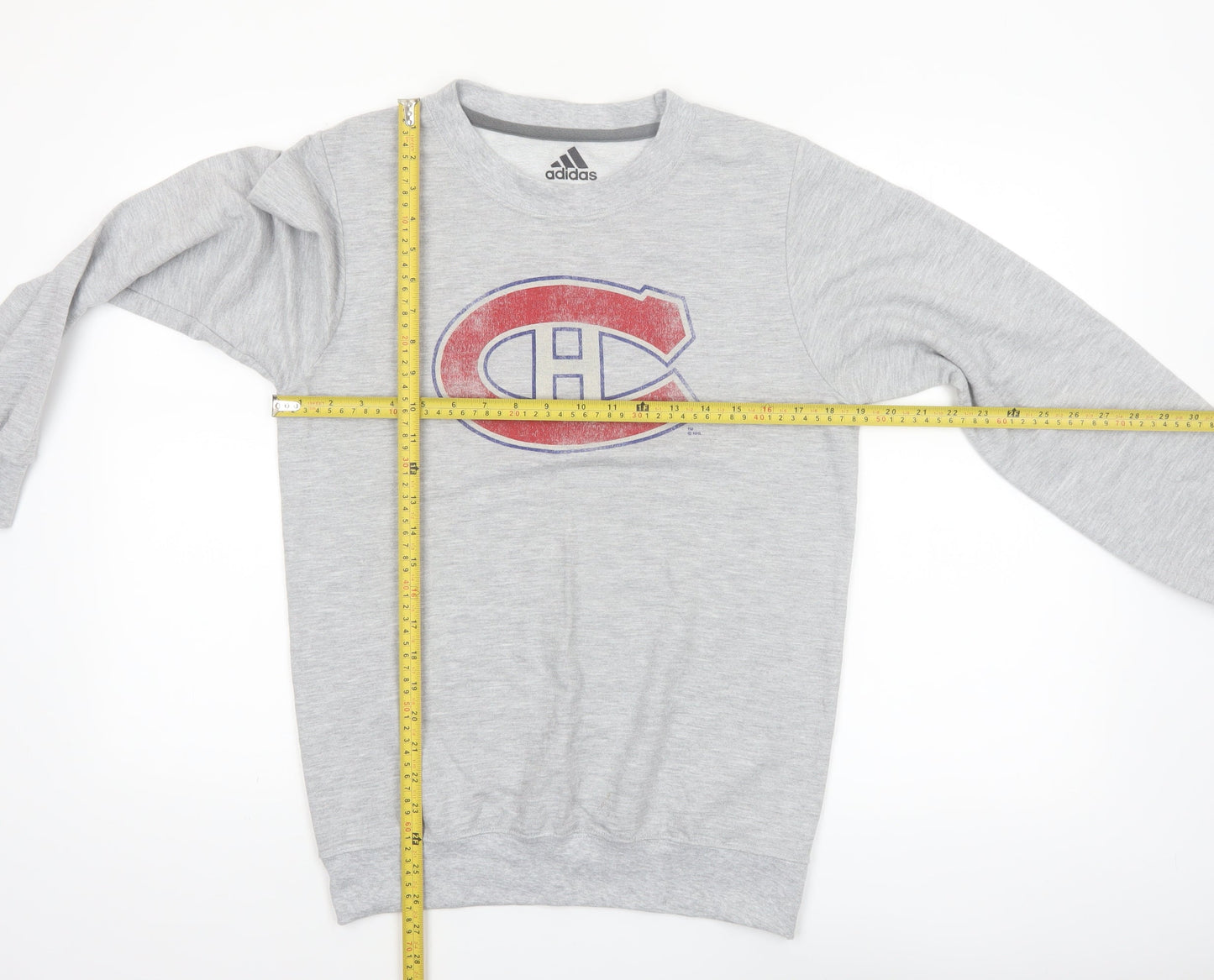 adidas Men’s Grey Graphic Crew Neck Pullover Sweatshirt Size S