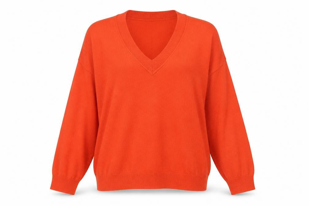 Mint Velvet Women's Orange V-Neck Pullover Jumper Size S