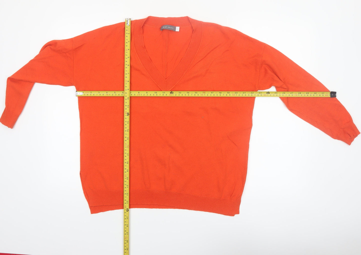 Mint Velvet Women's Orange V-Neck Pullover Jumper Size S