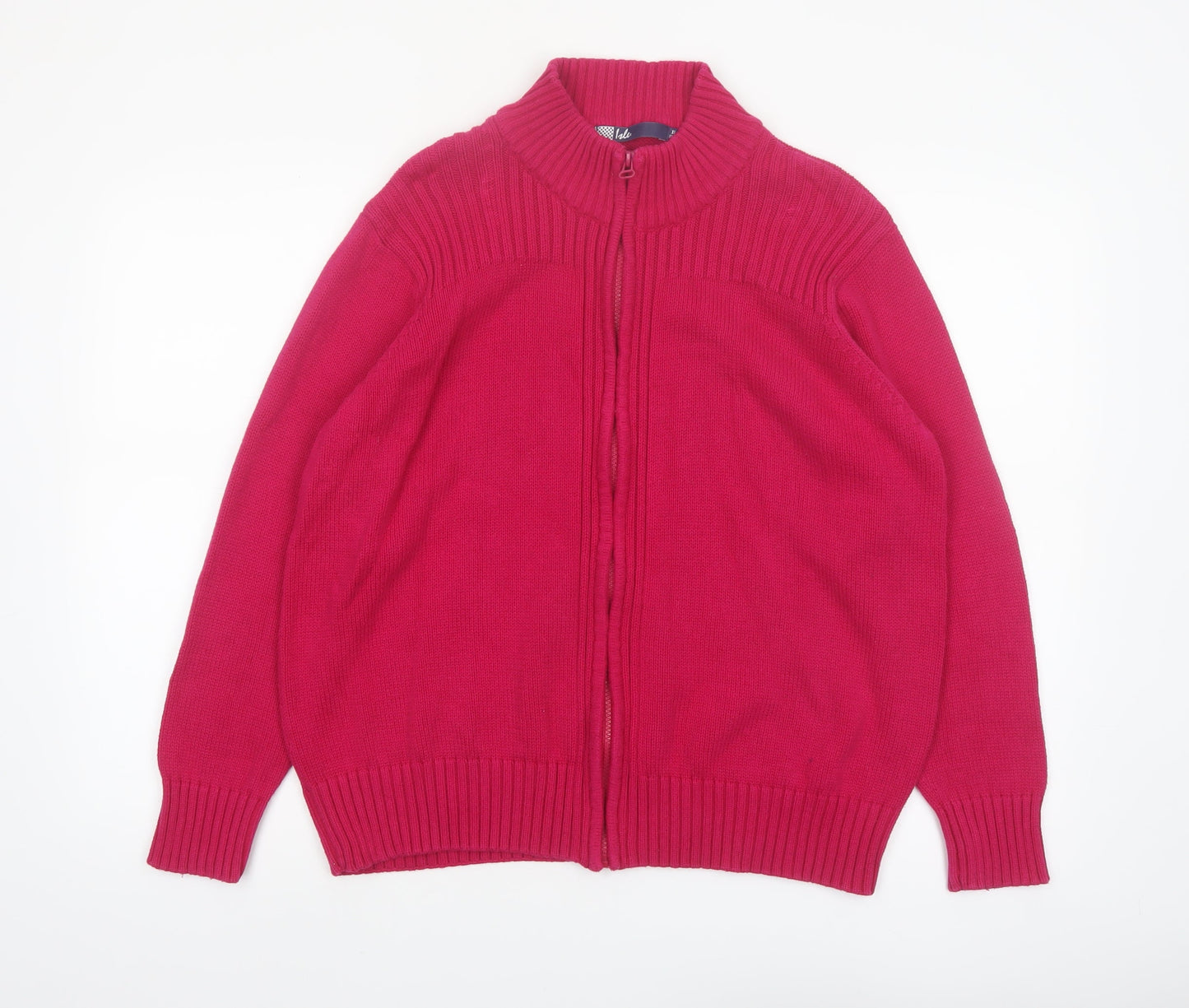 Isle Womens Pink Full Zip Cotton Knit Jumper Size 22 Plus