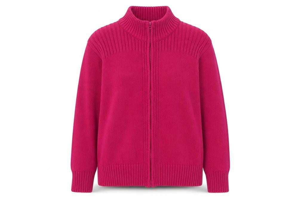 Isle Womens Pink Full Zip Cotton Knit Jumper Size 22 Plus