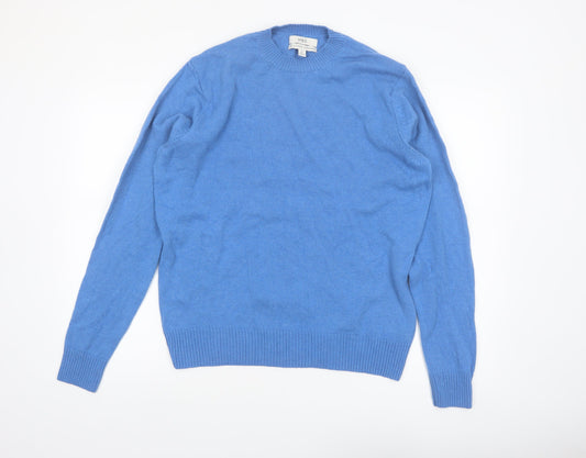 Marks and Spencer Men's Blue Wool Crew Neck Jumper Size M