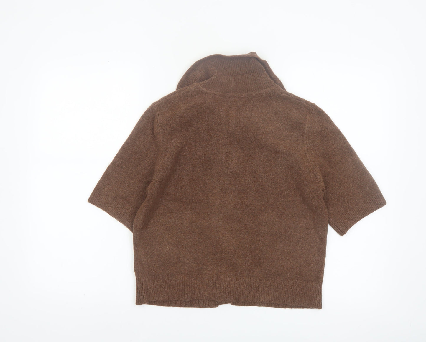 Marks and Spencer Women Brown Collared Short Sleeve Cardigan XS