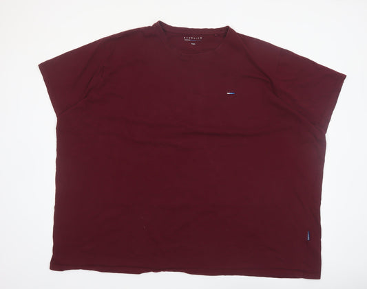 BadRhino Men's Burgundy Cotton Crew Neck Short Sleeve T-Shirt 5-6XL