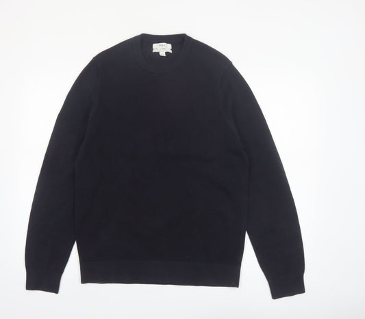 Marks and Spencer Men's Black Cotton Crew Neck Jumper L