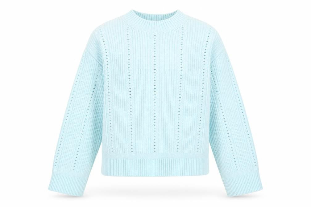 Marks & Spencer Women’s Blue Open Knit Mock Neck Jumper Size S