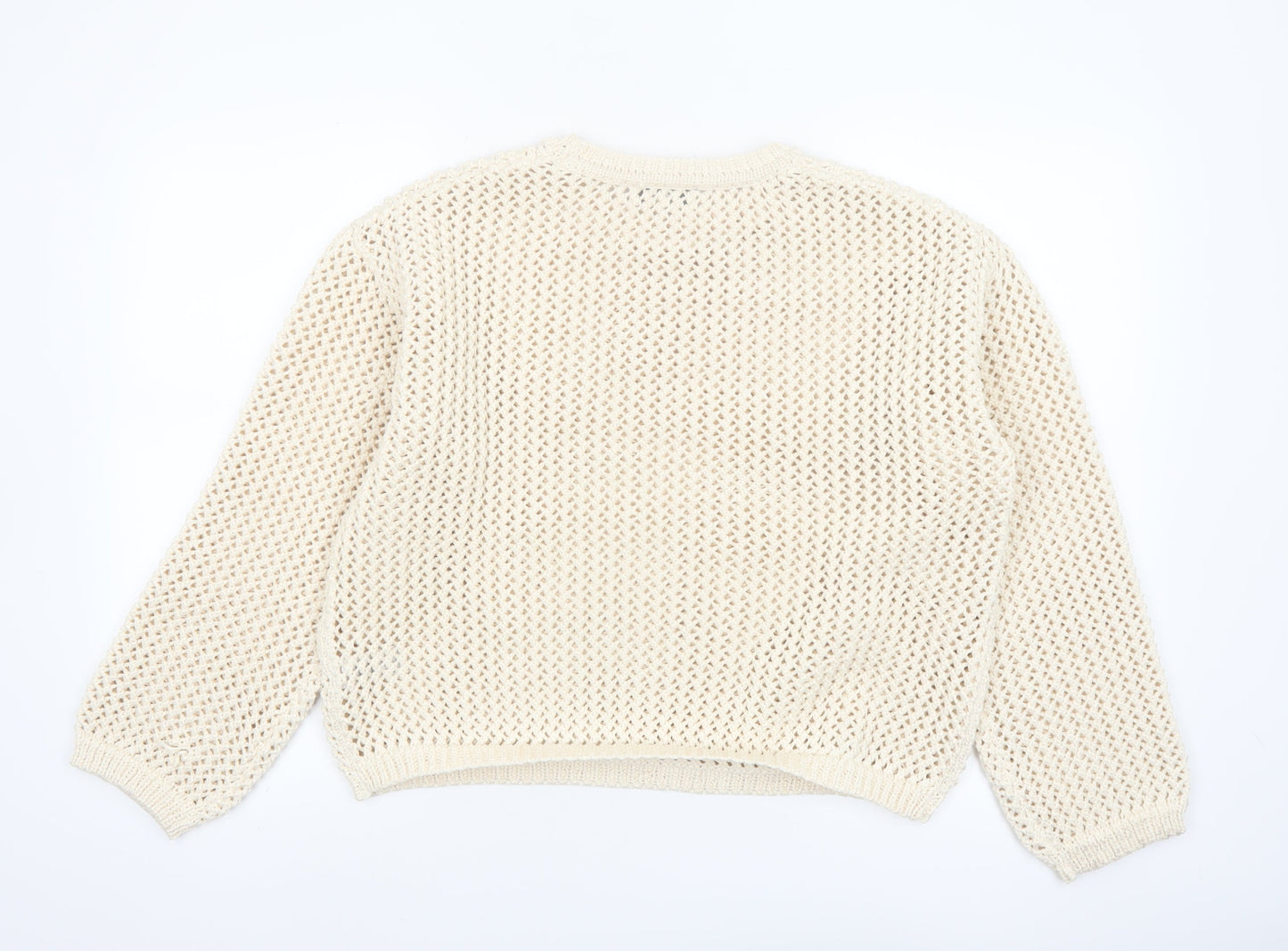 Marks and Spencer Womens Ivory Open Knit Relaxed Pullover Jumper M