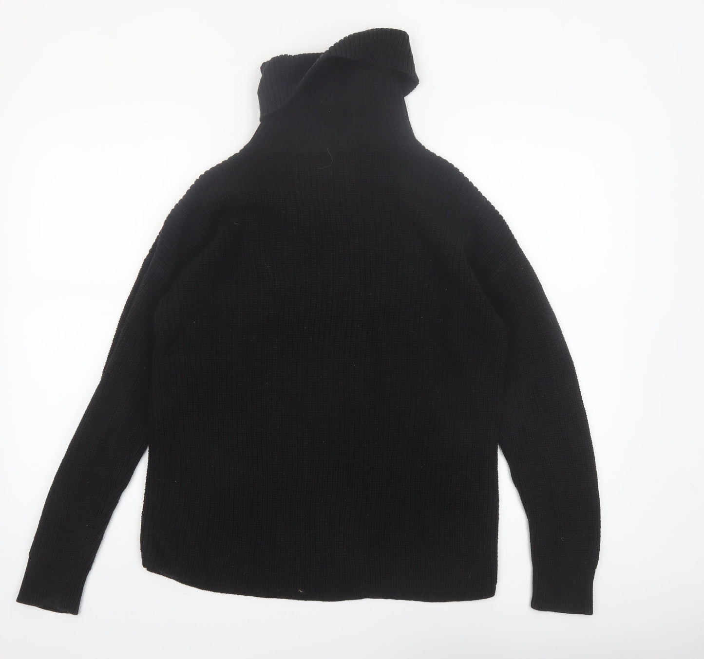 GAP Women's Black Roll Neck Cable-Knit Cotton Jumper Size S