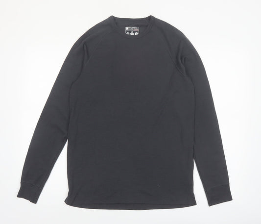 Mountain Warehouse Men Black Merino Wool Long Sleeve Base Layer Top L