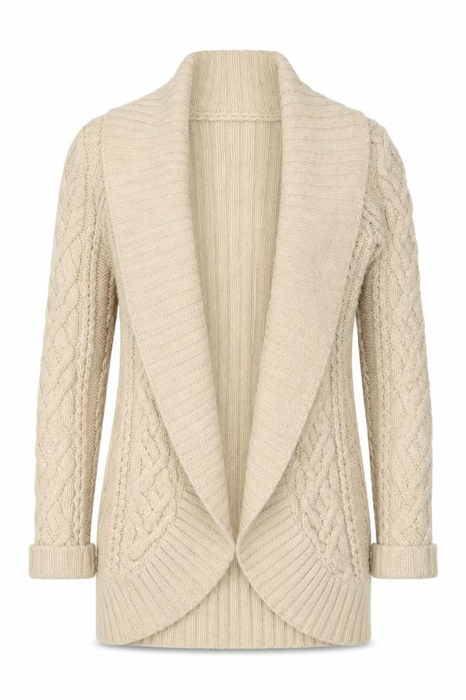 Monsoon Women’s Beige Lambswool Chunky Knit Cardigan Size S