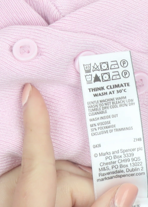 Marks and Spencer Womens Pink Button-Up Knit Top M
