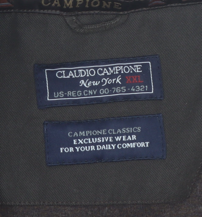 Claudio Campione Men's Brown 2XL Bodywarmer Cotton Leather Waistcoat