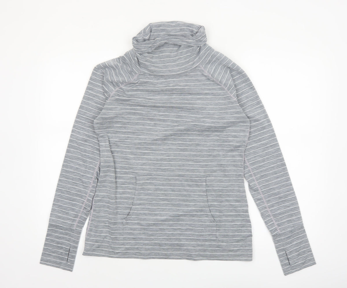 GapFit Women Grey Striped Long Sleeve High Neck Performance Top M