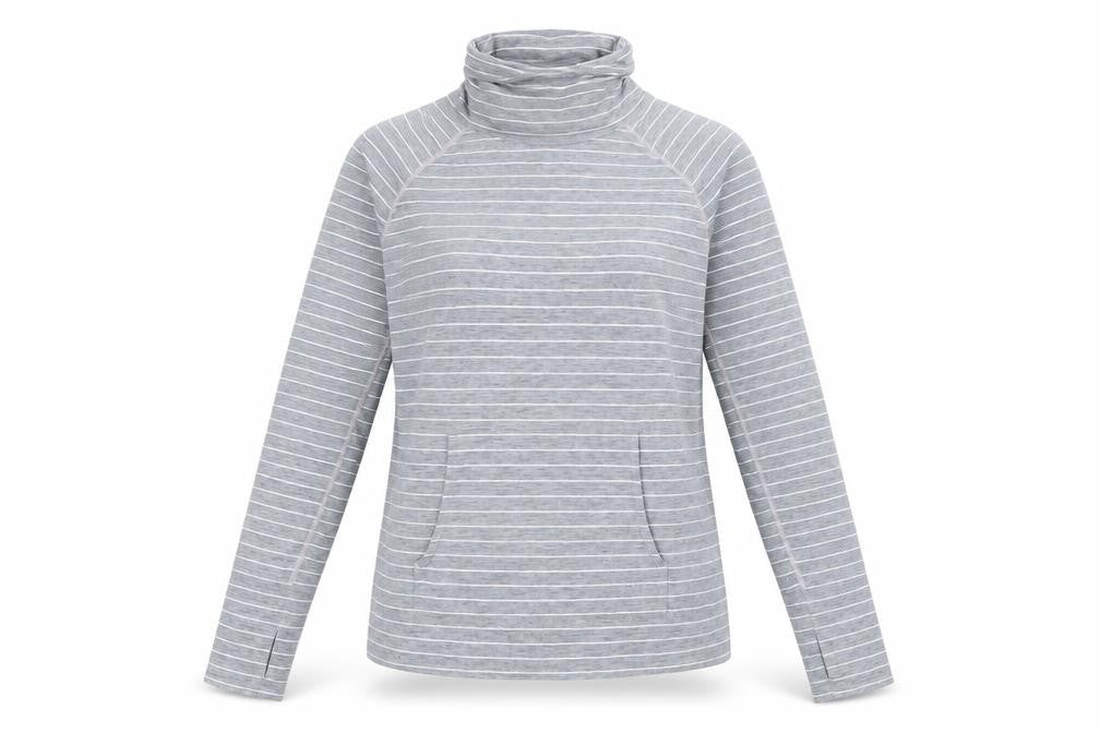 GapFit Women Grey Striped Long Sleeve High Neck Performance Top M