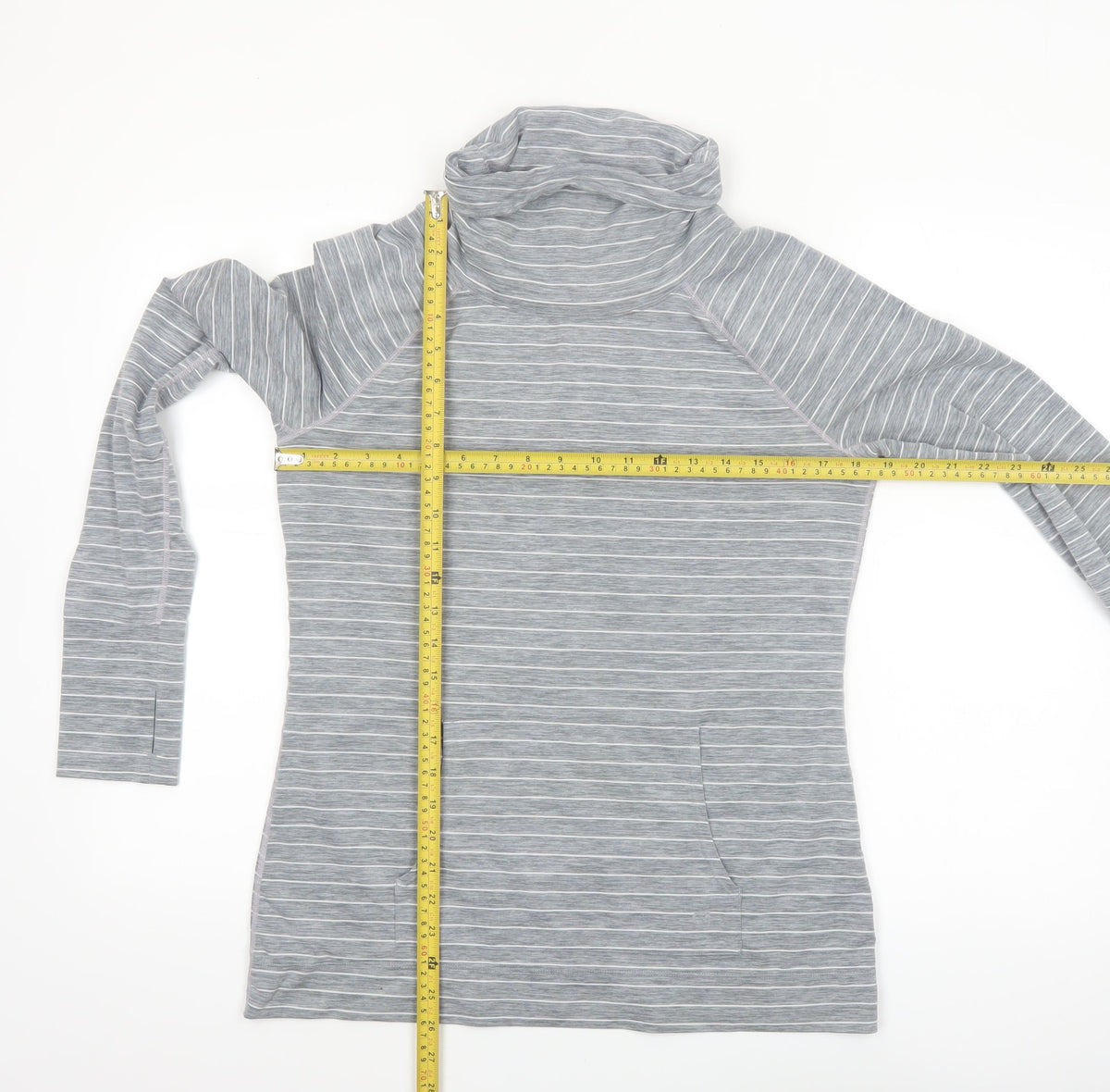 GapFit Women Grey Striped Long Sleeve High Neck Performance Top M