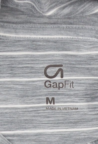GapFit Women Grey Striped Long Sleeve High Neck Performance Top M