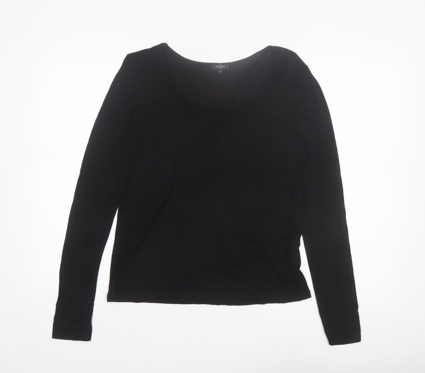 Hobbs Women’s Black Long Sleeve Viscose Scoop Neck Top Size L