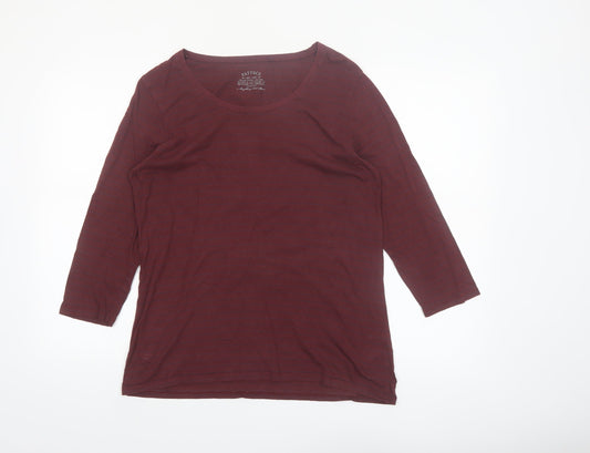 FatFace Womens Red 3/4 Sleeve Scoop Neck Cotton Modal T-Shirt Size 16