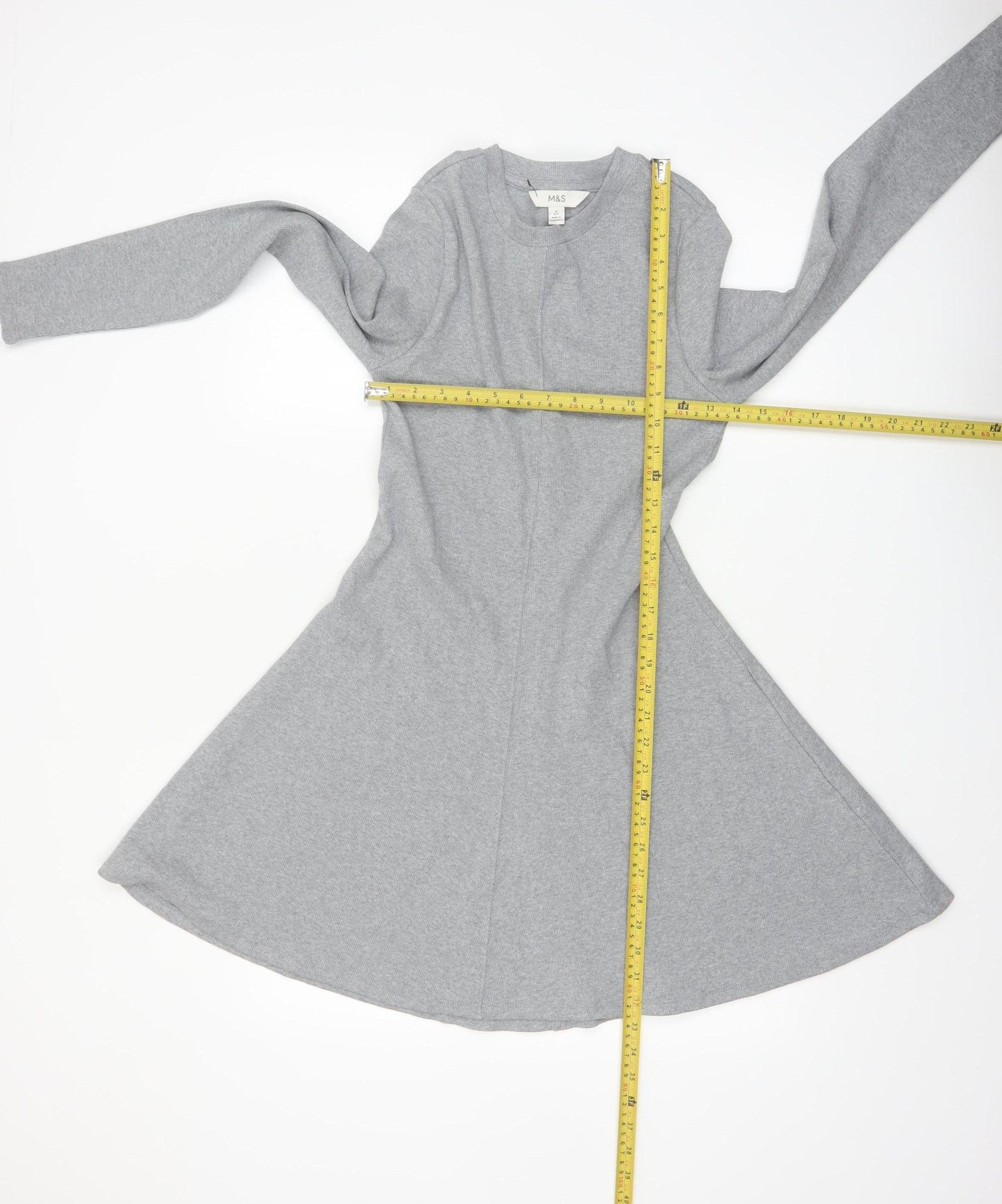 Marks and Spencer Women’s Grey Fit & Flare Long Sleeve Jersey Dress Size 8