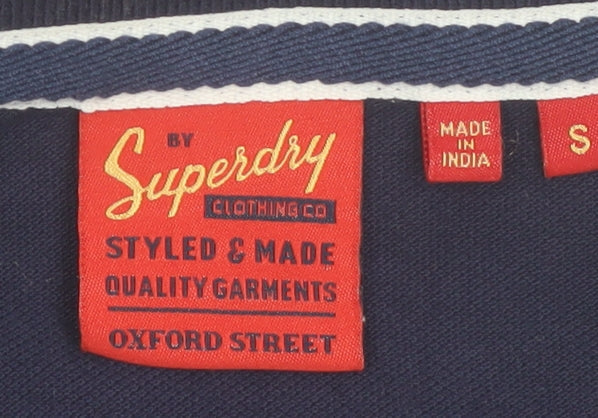 Superdry Men's Blue Slim Fit Short Sleeve Cotton Polo Shirt Size S