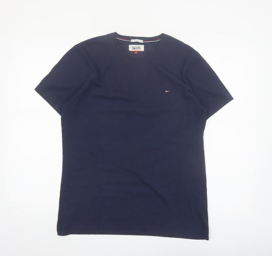 Hilfiger Denim Men's Navy Blue Crew Neck Cotton T-Shirt Size L