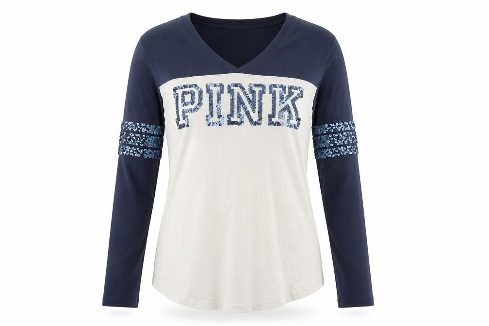 Victoria's Secret PINK Women's Multicoloured Sequin Long Sleeve T-Shirt Size S