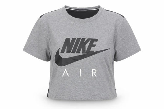 Nike Women’s Grey Cropped Air Logo T-Shirt Size S