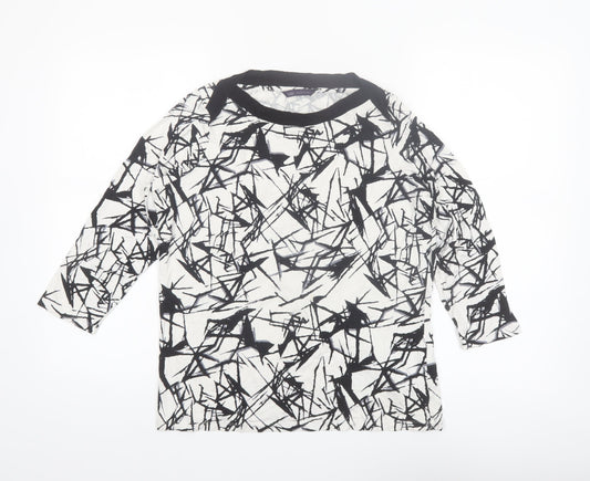 Marks and Spencer Womens Black White Geometric Jersey T-Shirt Size 14