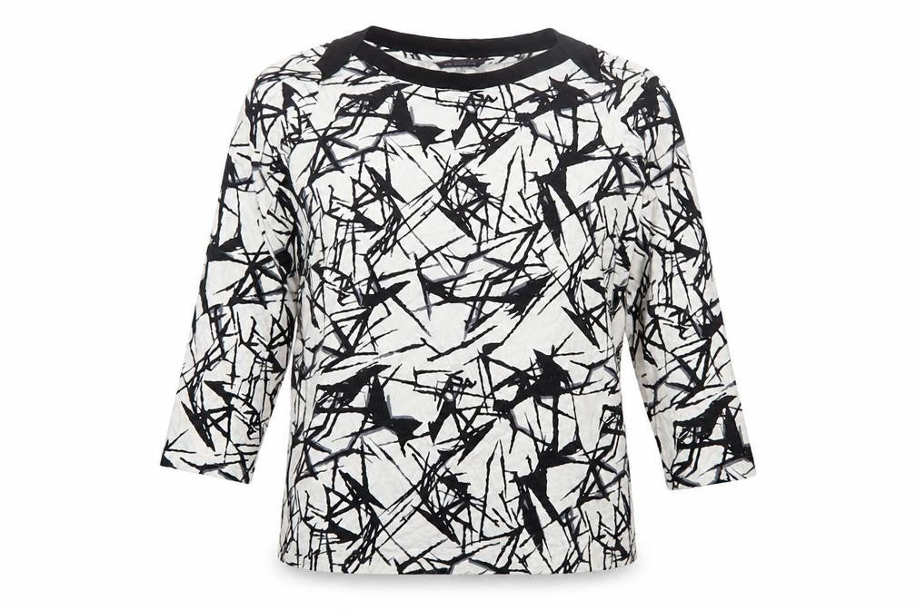 Marks & Spencer Womens Black White Geometric Jersey T-Shirt Size 14