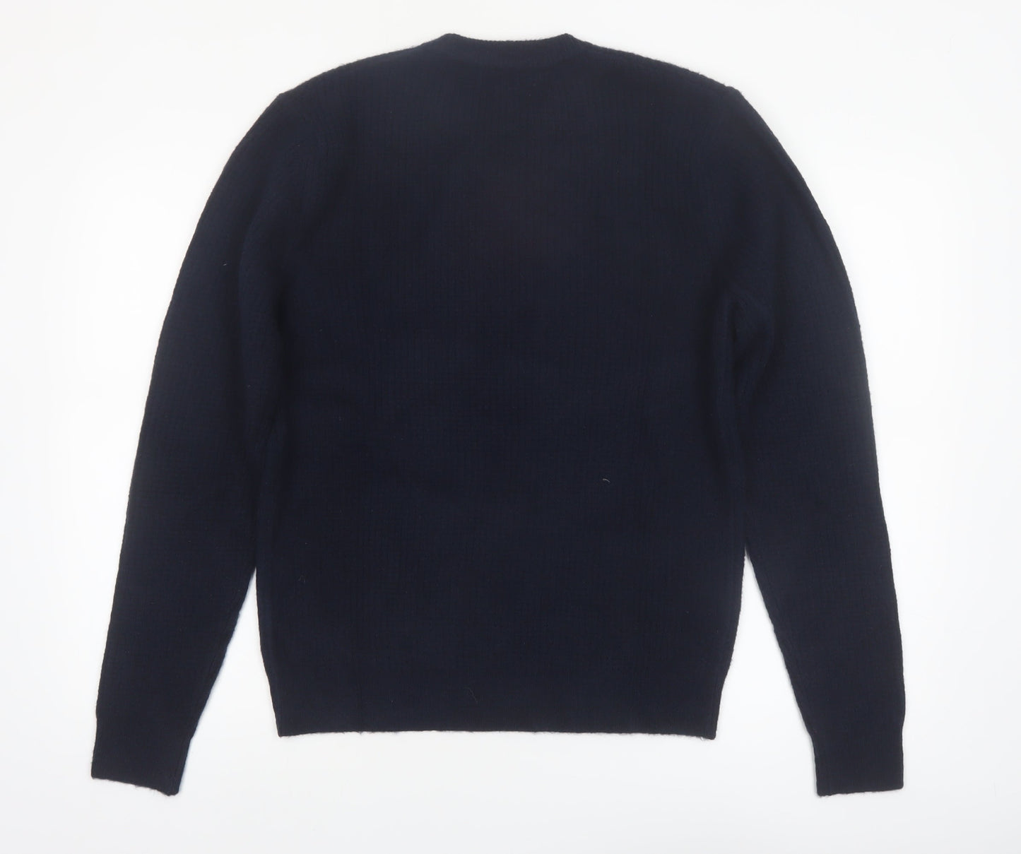 Marks and Spencer Men's Blue Wool Blend Crew Neck Jumper Size S