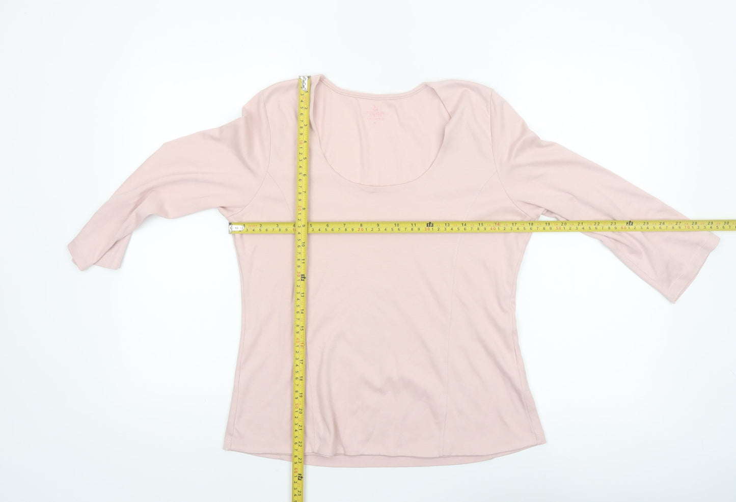 Spirit of the Andes Women Pink 3/4 Sleeve Pima Cotton Scoop Neck Top M