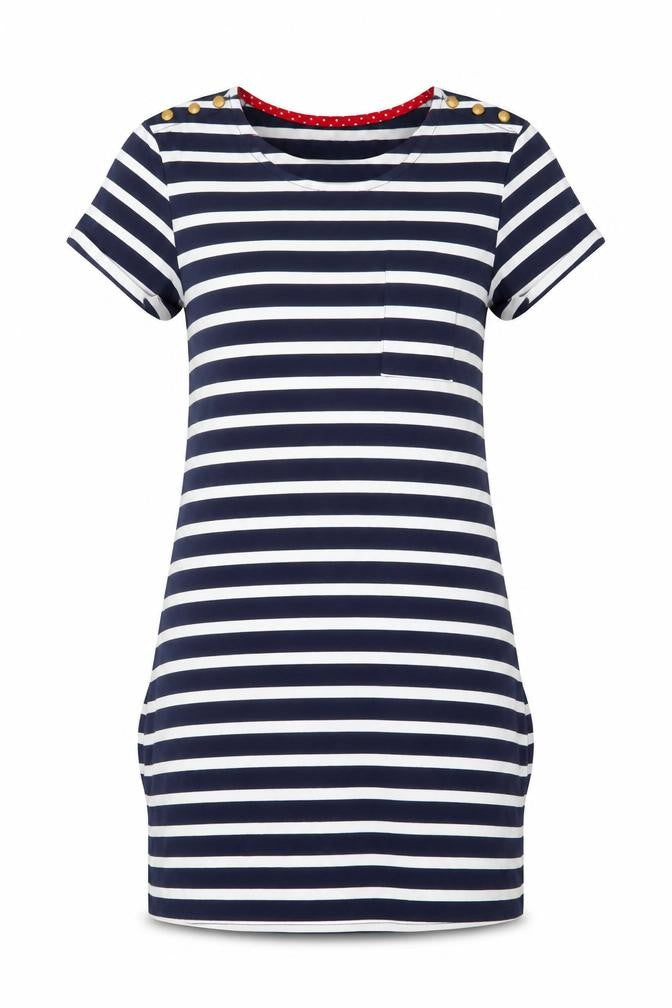 Tu Women Blue Striped Cotton T-Shirt Dress Size 8