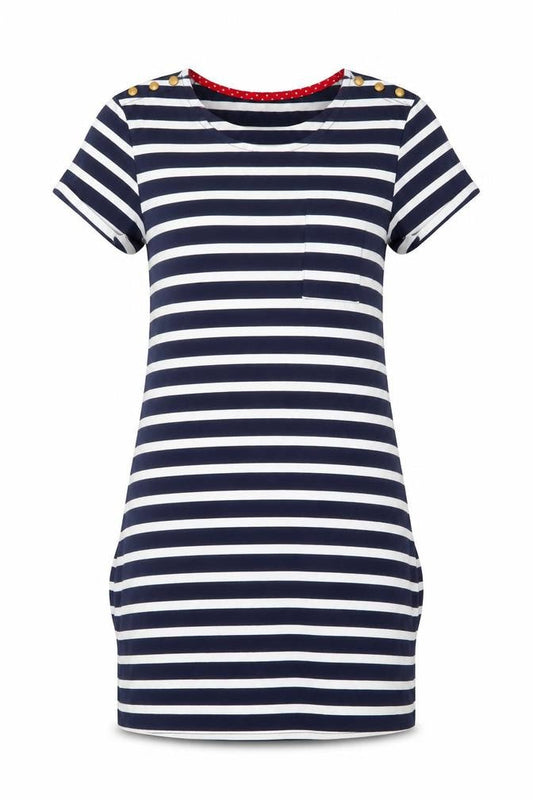 Tu Women Blue Striped Cotton T-Shirt Dress Size 8
