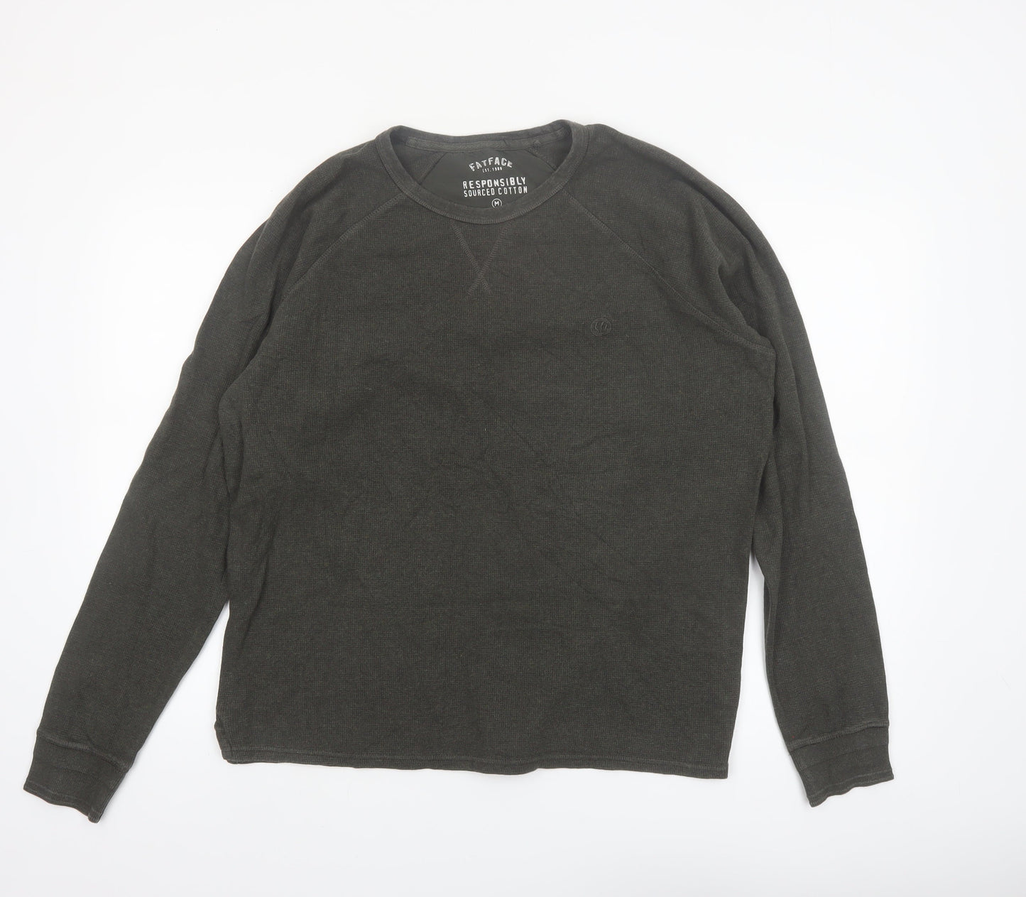 FatFace Men’s Green Cotton Long Sleeve Regular Fit Top M