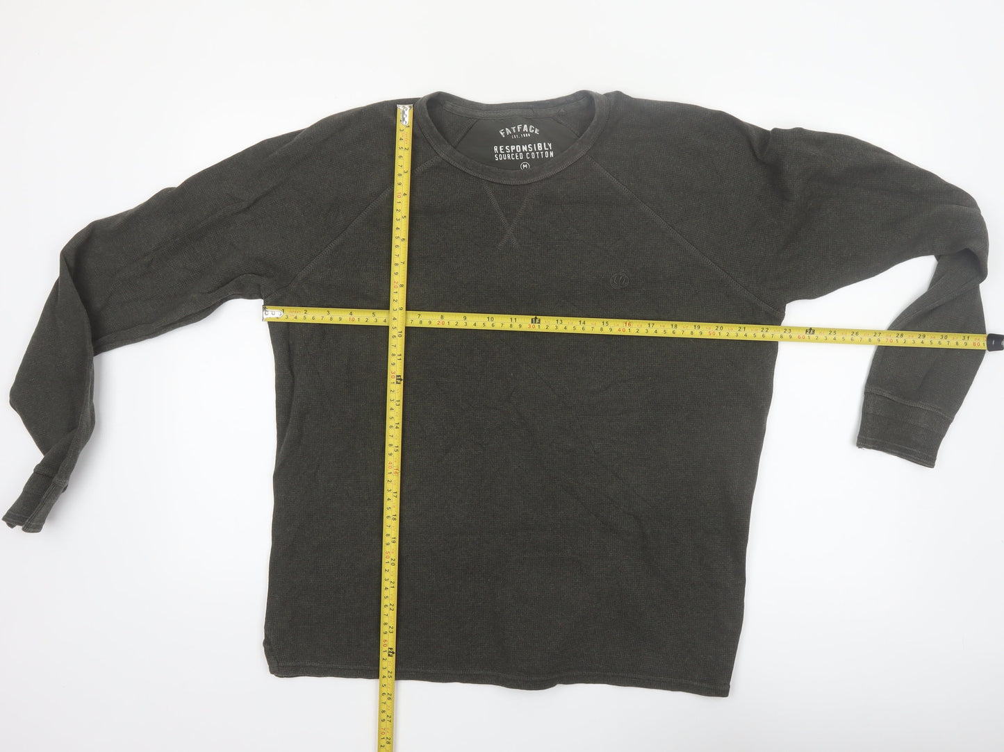 FatFace Men’s Green Cotton Long Sleeve Regular Fit Top M