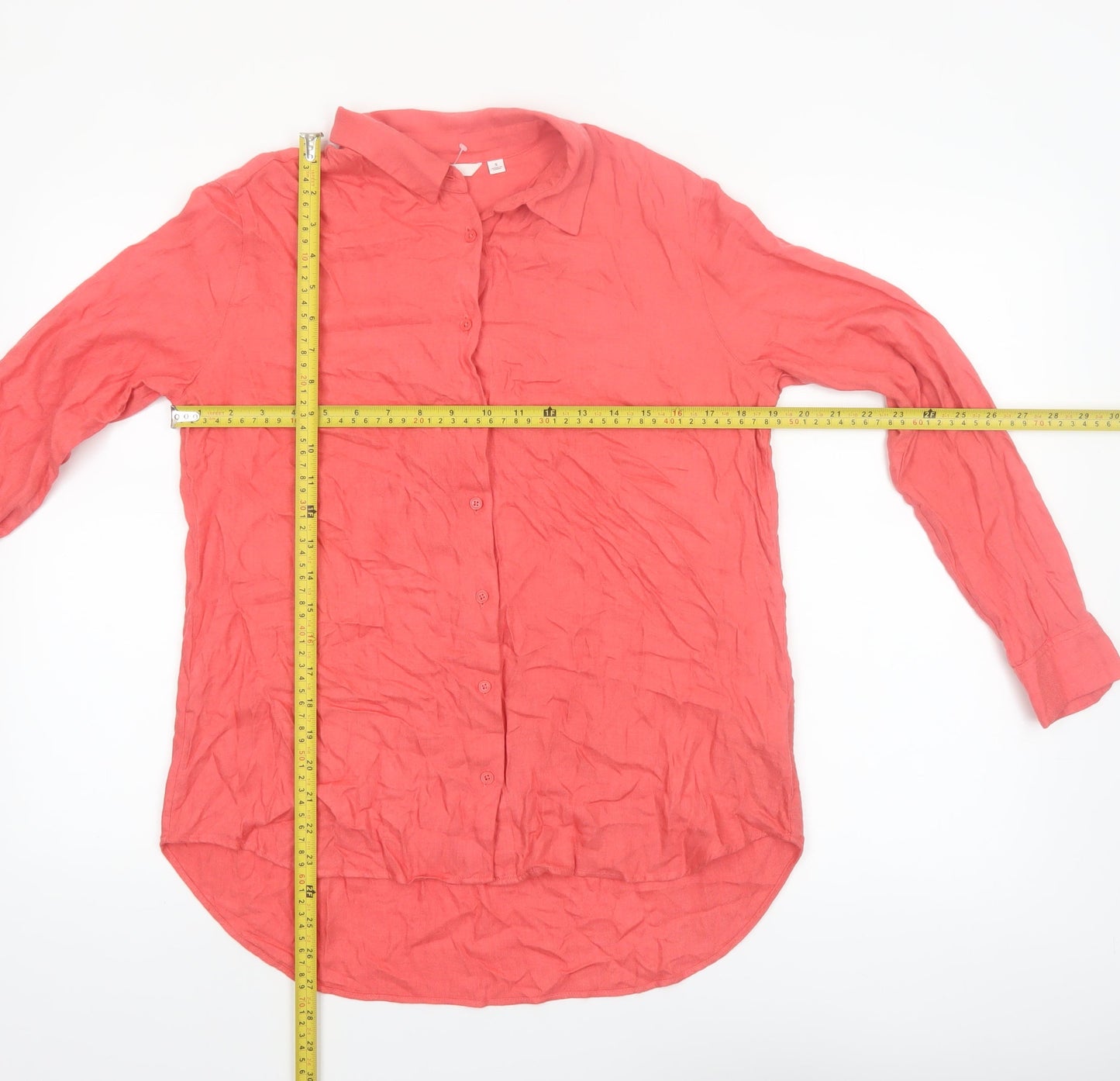 Uniqlo Womens Pink Long Sleeve Viscose Button-Up Shirt S