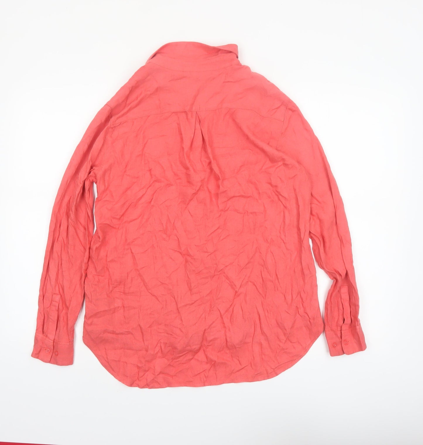 Uniqlo Womens Pink Long Sleeve Viscose Button-Up Shirt S