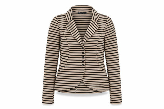 Eve Seduire Womens Beige Striped Slim Fit Blazer Size 8