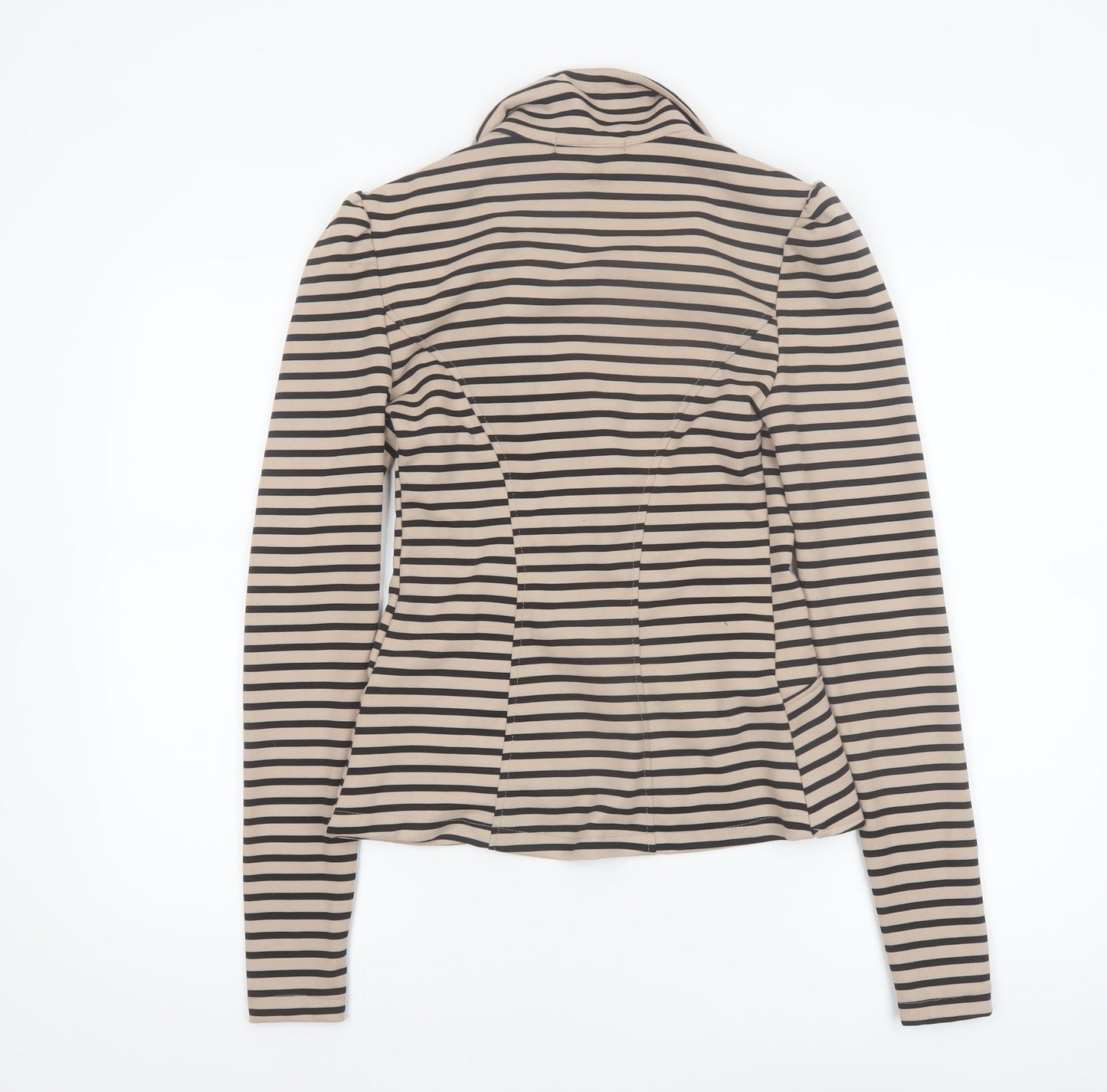 Eve Seduire Womens Beige Striped Slim Fit Blazer Size 8