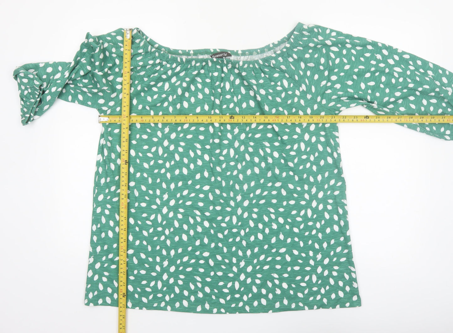Bonmarché Women’s Green Floral Cotton 3/4 Sleeve Tunic Blouse Size 14