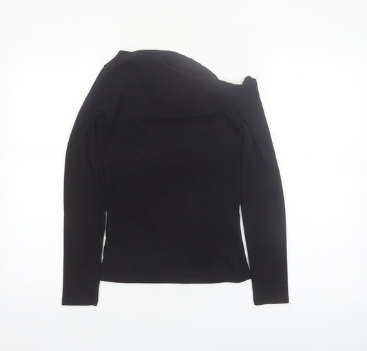 Stradivarius Women Black Off Shoulder Long Sleeve Slim Fit Top M